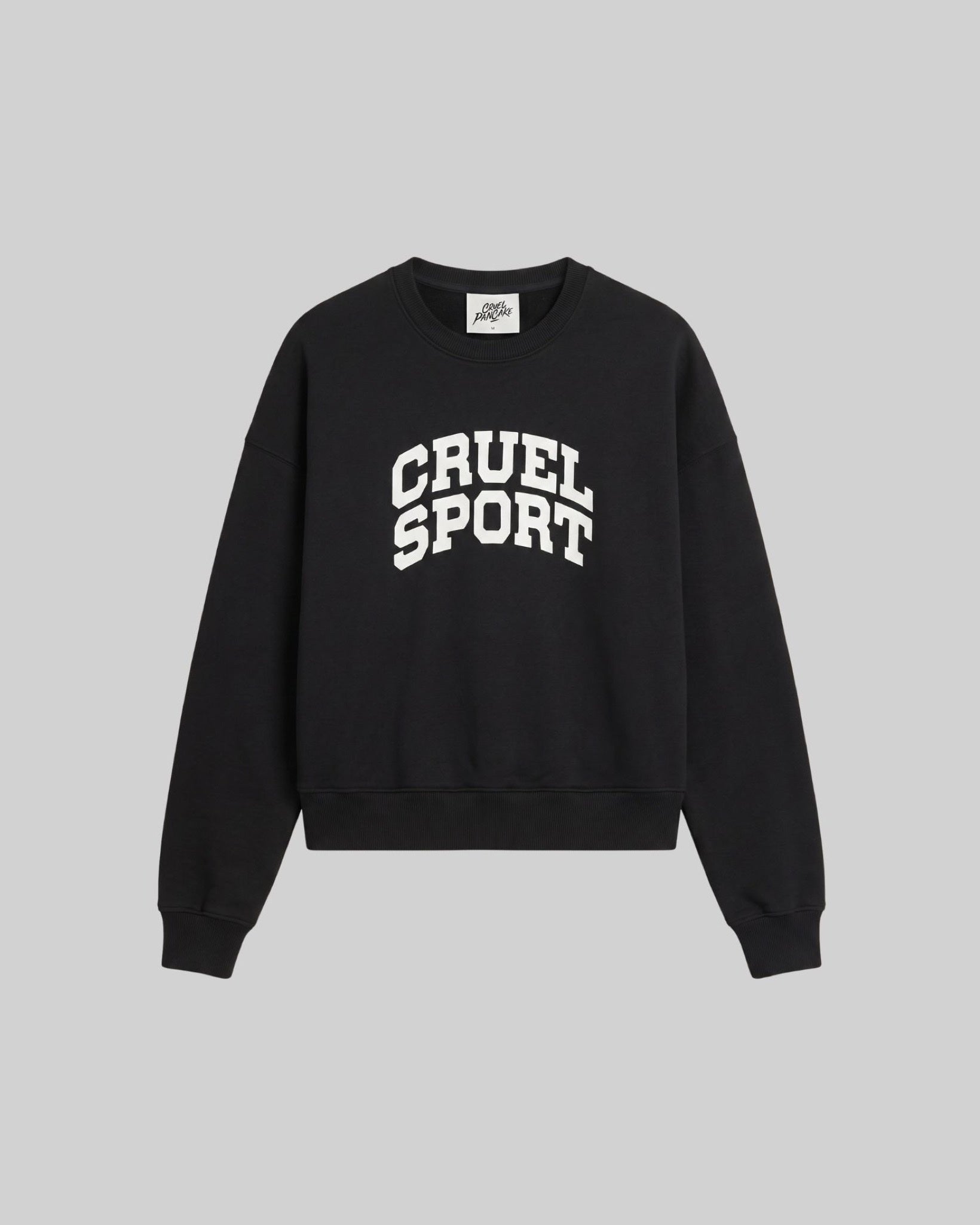 Sweat noir Cruel Pancake Cruel Sport Black Edition crewneck oversize coton broderie — packshot vue de face