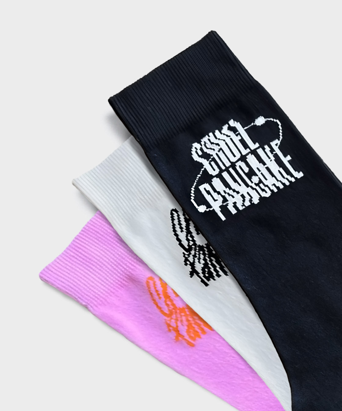 Cruel Pancake Socks - Black, White & Pink