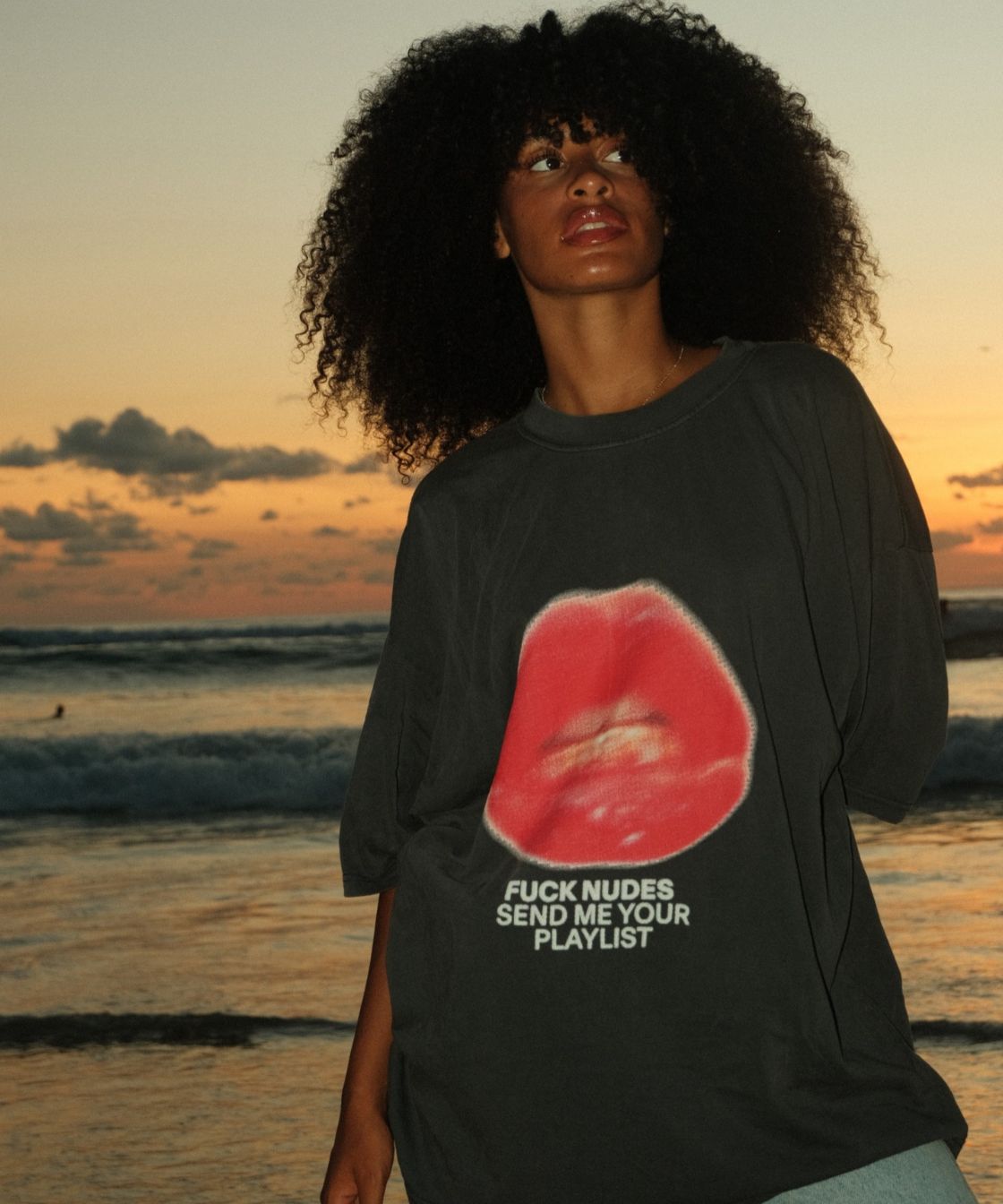 Just kiss me t-shirt - gray acid wash
