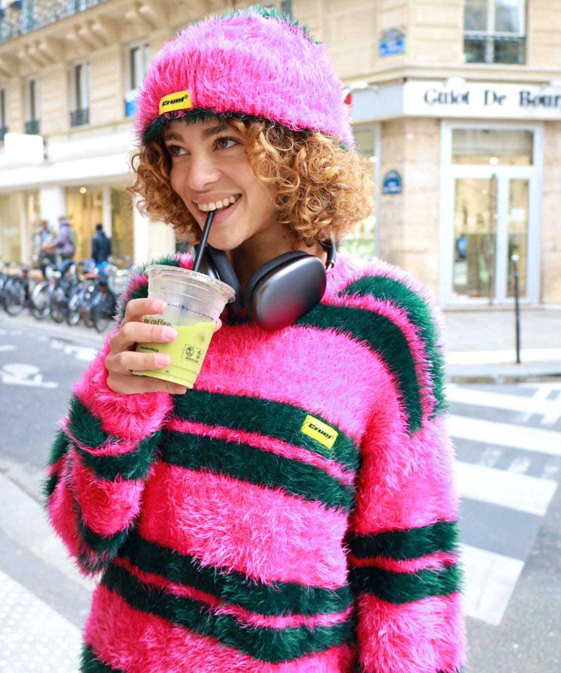 Fluffy pink knit sweat (dark)