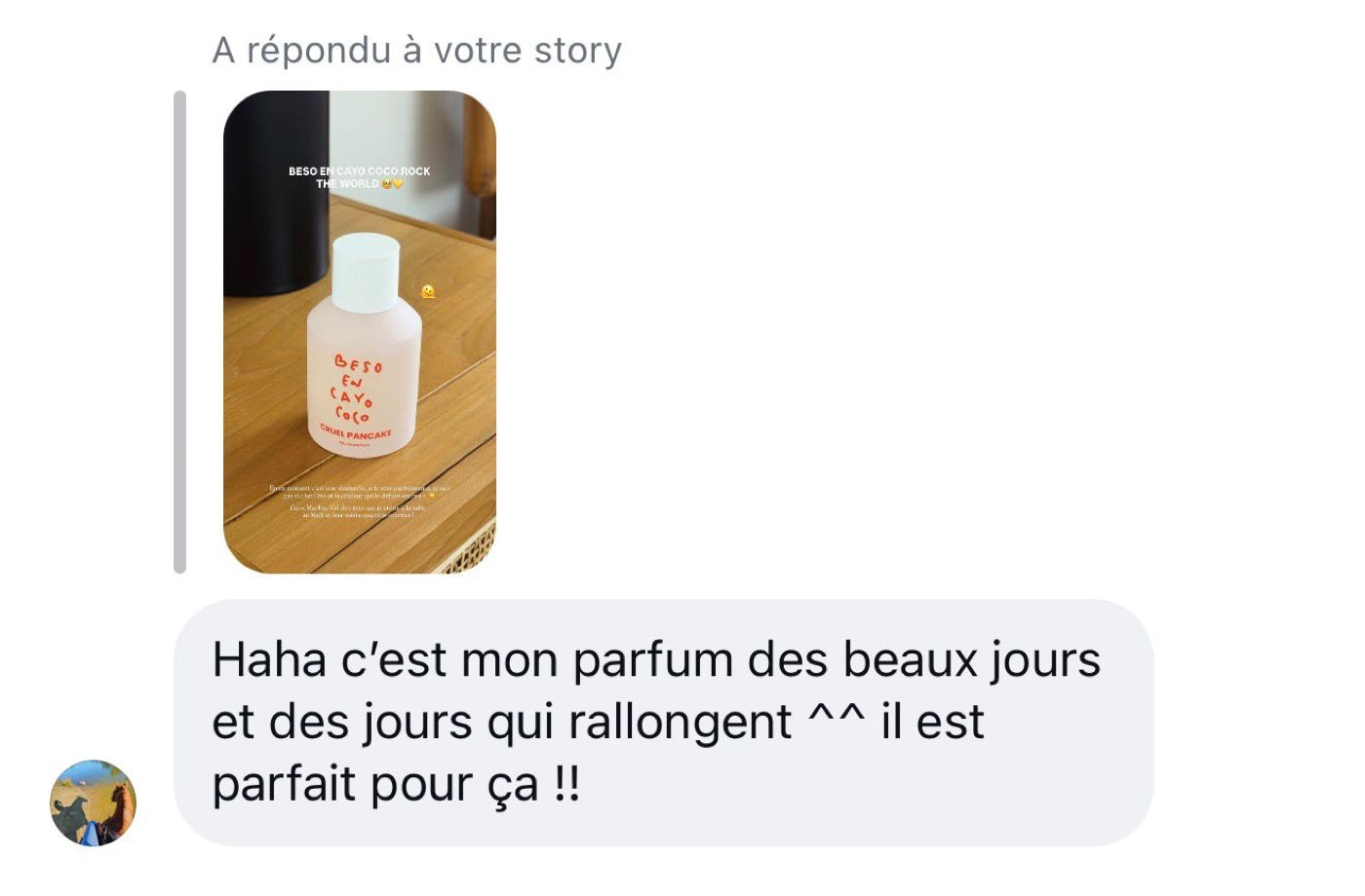 Avis cliente parfum Beso en Cayo Coco : C'est mon parfum des beaux jours et des jours qui rallongent, il est parfait pour ça
