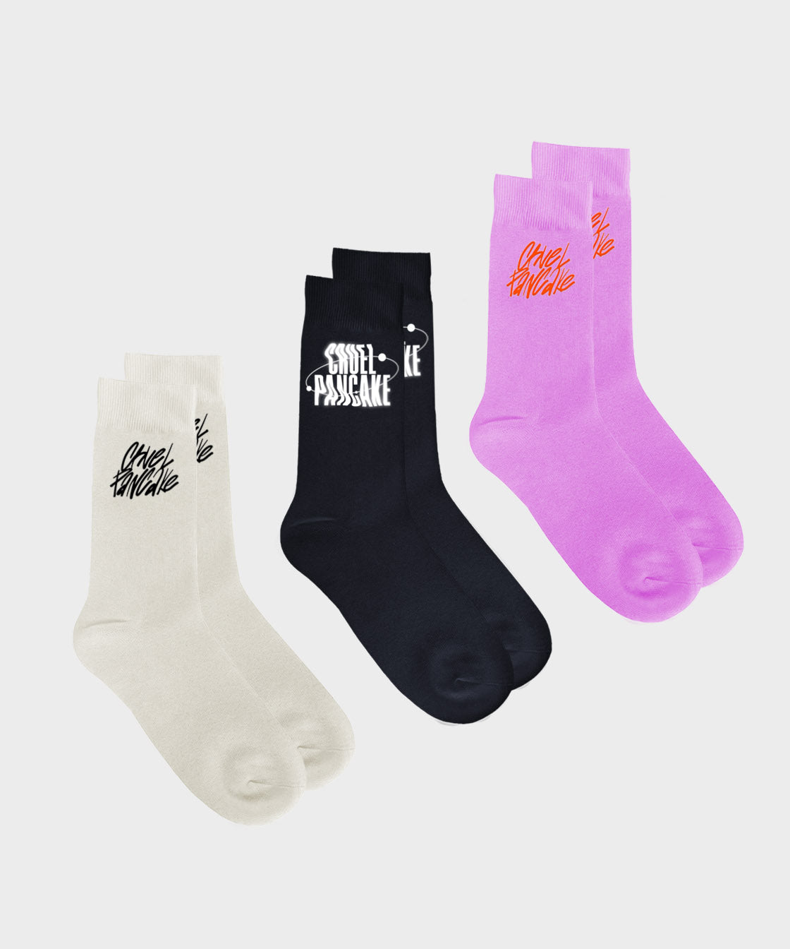 Cruel Pancake Socks - Black, White &amp; Pink